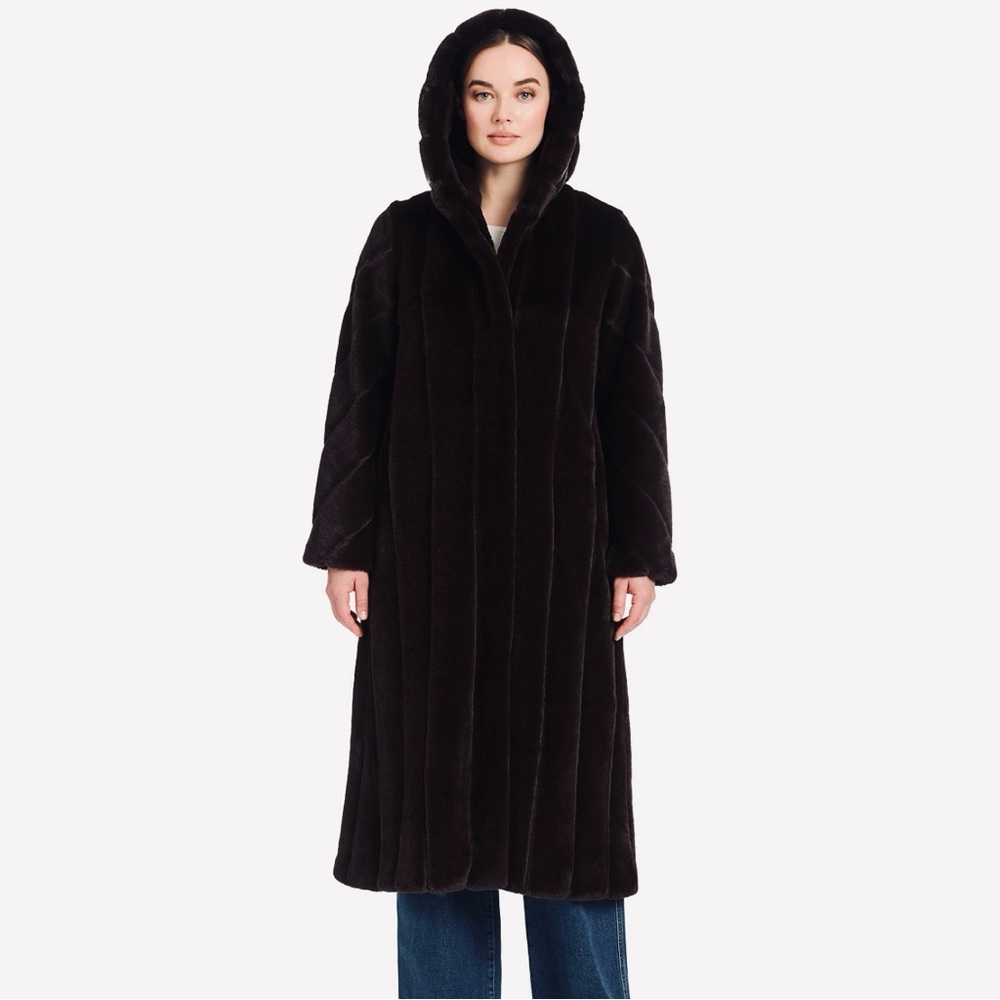 Elegant Black Faux Fur Coat - Picture 5 of 9